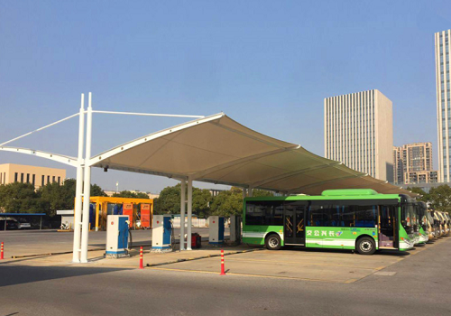 公交車膜結(jié)構(gòu)充電樁頂棚雨棚